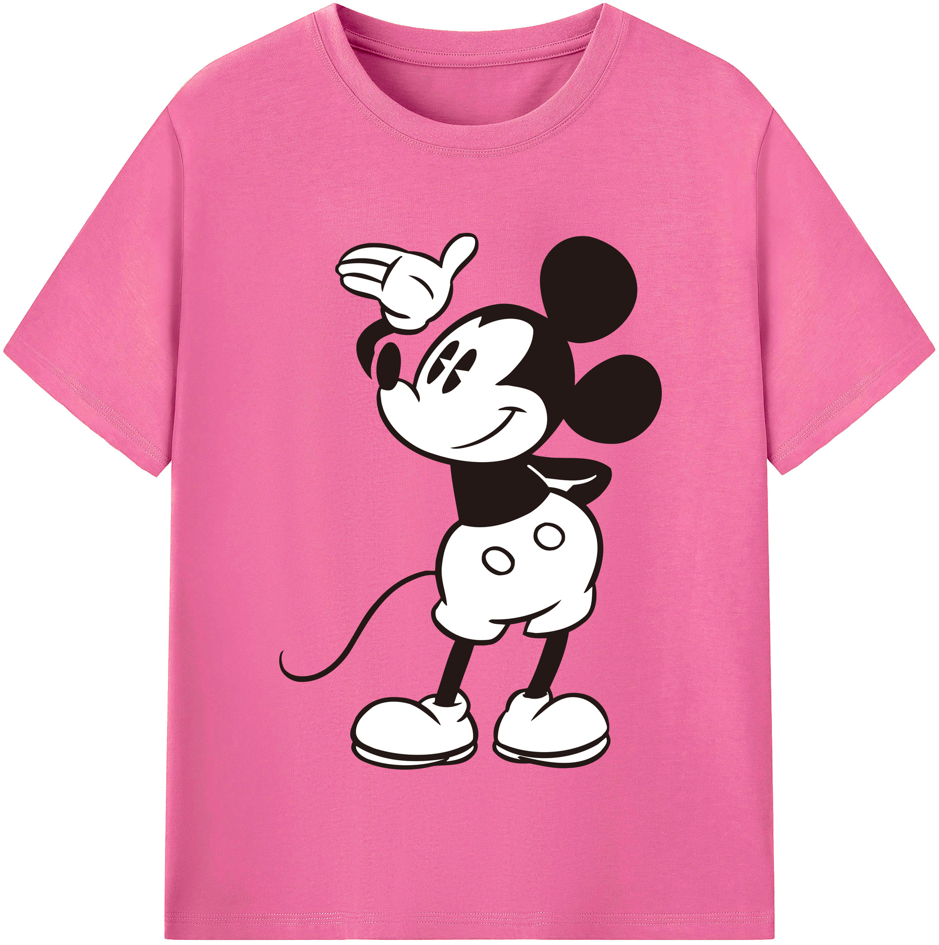 （画像用） ミッキーマウス Mickey Mouse レディースカジュアルプリントTシャツ（綿100％）